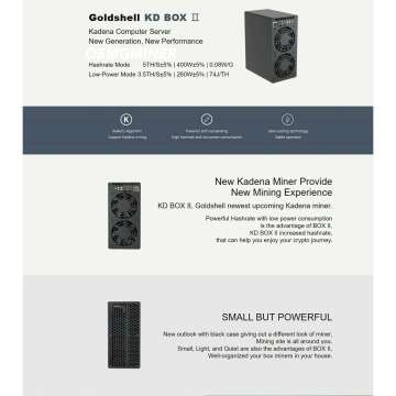 New Goldshell KD Box 2 II KDA ASIC Miner Dual Mode 5TH/s 400W or 3.5TH/s 260W Without PSU Ready to (KD Box II Without PSU)