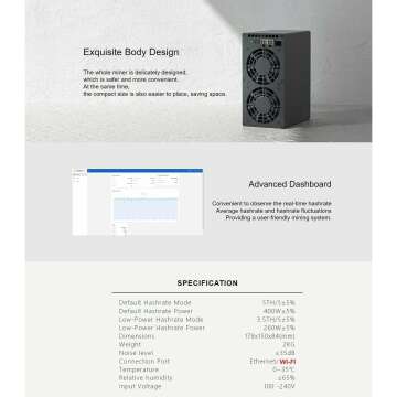 New Goldshell KD Box 2 II KDA ASIC Miner Dual Mode 5TH/s 400W or 3.5TH/s 260W Without PSU Ready to (KD Box II Without PSU)