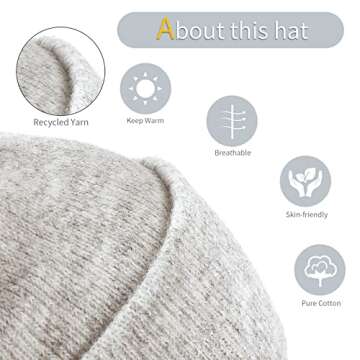 Achiou Beanie Hat for Women Men, Warm Cuffed Knit Hat for Skiing Running Outdoor Sports Beige