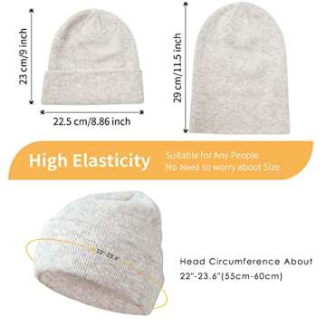 Achiou Beanie Hat for Women Men, Warm Cuffed Knit Hat for Skiing Running Outdoor Sports Beige