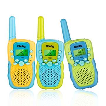 Obuby Toys for 3-12 Year Old Boys， Walkie Talkies for Kids 22 Channels 2 Way Radio Gifts Toys with Backlit LCD Flashlight 3 KMs Range Gift Toys for Age 3 up Boy and Girls to Outside , Hiking, Camping