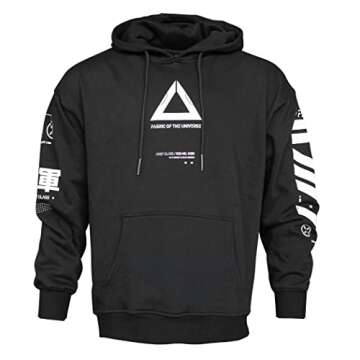 Fabric of the Universe Techwear Graphic Cyberpunk Streetwear Fashion Hoodie (Black V3-3, Small)