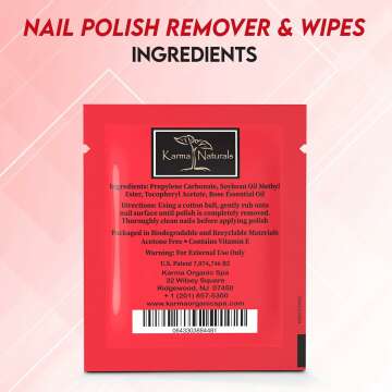 Karma Halal Nail Polish Remover Wipes with Rose Oil; Non-Toxic, Vegan, Cruelty-Free – Pack of 10