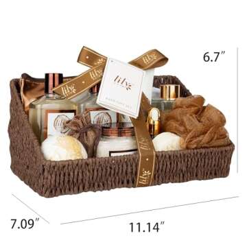 Lily Roy Perfumes Spa Gift Baskets Set for Women 17 Pcs Bath and Body Gifts Basket for Father Mothers Day Men Spa Gift Set for Christmas Birthday Gifts Self Skin Care Bath Spa Set Bath Spa Kit