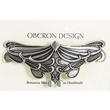 Art Nouveau Leaf Hair Clip, Large Hand Crafted Metal Barrette Made in the USA with an 80mm Clip by Oberon Design