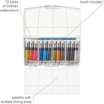 Winsor & Newton 12 Color Watercolor Set with Brush