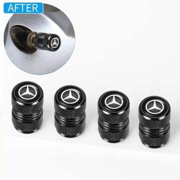 Tire Valve Metal Stem Caps Compatible with Mercedes Benz A-Class C-Class E-Class CLA CLS AMG GLC GLE GLS Metal Air Valve Caps car Accessories