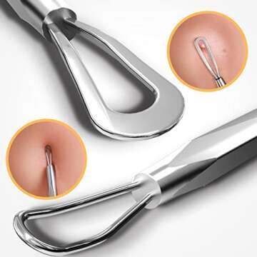 Utopia Care - Professional Blackhead and Blemish Remover - Pimple Comedone Removal 2-in-1 Extractor Tool - Silver