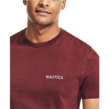 Nautica Men's Solid Crew Neck T-Shirt in Burgundy