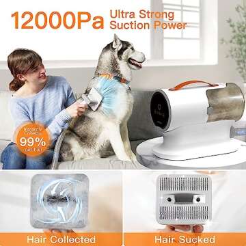 AIRROBO Dog Grooming Vacuum: 12000Pa Power, 5 Tools