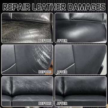 Black Leather Repair Kit for Furniture, Leather Vinyl Repair Kit for Car Interior,Couch, Jacket, and Purse - Fixes Tears, Burn Holes, and Scratches, Restores Any Material, Bonded, Pleather, Genuine