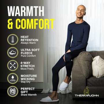 Thermajohn Long Johns Fleece Lined Thermal Underwear Set for Men