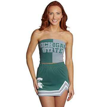 Lojobands Women's Tailgate Outfit College Two Tone Color Block Tube Top Made in USA One Size Fits Most (Michigan State Spartans - Green & Gray)