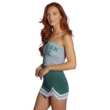 Lojobands Women's Tailgate Outfit College Two Tone Color Block Tube Top Made in USA One Size Fits Most (Michigan State Spartans - Green & Gray)