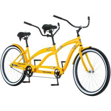 Kulana Lua Tandem Bike, Beach Cruiser Bike for Adult Men Women, Double Rider Bicycle, 26-Inch Wheels, Steel Frame, Single or 7-Speed Option