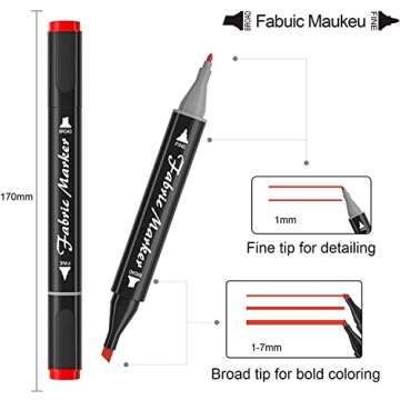 Shuttle Art Fabric Markers Pens, 40 Colors Dual Tip Fabric Markers Permanent No Bleed Markers for T-Shirts Sneakers, Non-Toxic & Child Safe Permanent Fabric Pens for Kids Adult Painting Writing