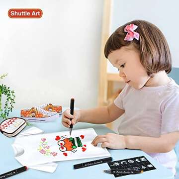 Shuttle Art Fabric Markers Pens, 40 Colors Dual Tip Fabric Markers Permanent No Bleed Markers for T-Shirts Sneakers, Non-Toxic & Child Safe Permanent Fabric Pens for Kids Adult Painting Writing