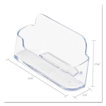 Deflecto Business Card Holder, Single Compartment, 3-3/4"W x 1-7/8"H x 1-3/8"D, Clear (70101)