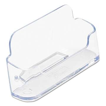 Deflecto Business Card Holder, Single Compartment, 3-3/4"W x 1-7/8"H x 1-3/8"D, Clear (70101)