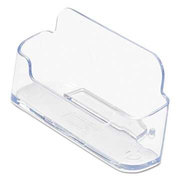 Deflecto Business Card Holder, Single Compartment, 3-3/4"W x 1-7/8"H x 1-3/8"D, Clear (70101)