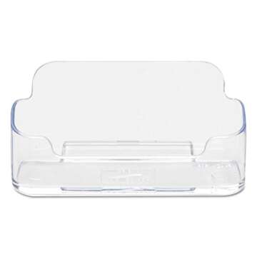 Deflecto Business Card Holder, Single Compartment, 3-3/4"W x 1-7/8"H x 1-3/8"D, Clear (70101)