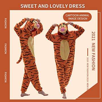 COSUSKET Tigger Onesie Pajamas for Adults - Cozy Flannel