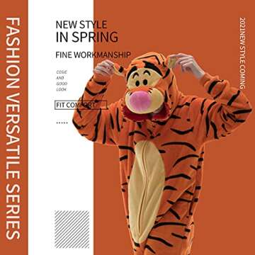 COSUSKET Tigger Onesie Pajamas for Adults - Cozy Flannel