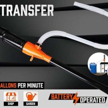 Portable Transfer Pump Battery Operated Electric Siphon Pump,Easy to Use Hand Fuel Pump for Gas, Fuel, Diesel, Water Transfer（No Battery） (Orange)