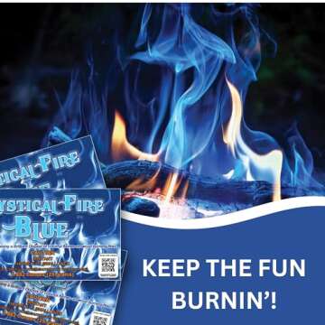 Mystical Fire Blue Color Changing Packets- Pack of 12 Blue Flames- Long Lasting Enchanted Magical Flames- Flame Color Changer for Fire Pits & Outdoor Fireplaces- Campfire Accessories