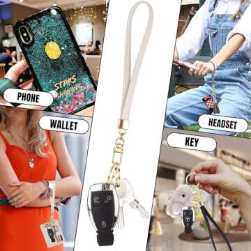 New Fashion Kingdom Wristlet Keychain Wallet for Women Slim Rfid Blocking Credit Card Holder Wristlet Zip Id Case Wallet Small Compact Leather Wallet Coin Purse for Women (Beige)