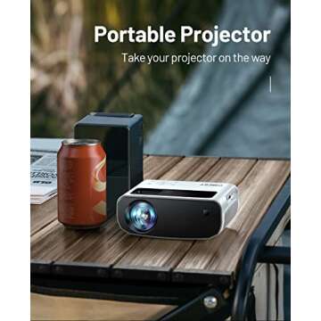 Mini Projector, 2024 Upgraded CiBest 1080P Full HD Portable Projector, 15000L Outdoor Projector for Home Theater Movie Projector, Projector 4K Compatible with HDMI, VGA, USB, TV Stick, Laptop