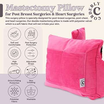 Mastectomy Pillow - Post Mastectomy Pillow for Post Breast Surgeries & Heart Surgeries - Breast Reduction Recovery Supplies - Breast Augmentation Must Haves - Post Surgery Gifts for Women