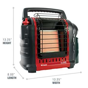 Mr. Heater Portable Buddy Heater MH9BX 4,000-9,000 BTU Indoor-Safe Propane Radiant Heater For Campers, Workshops, Job Sites, Patios & More - Red, Black