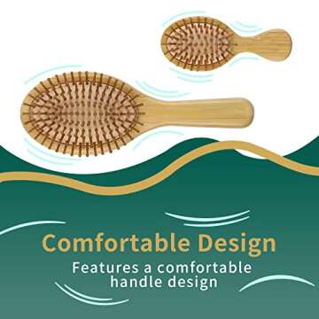 2Pcs Hair Brush, Natural Bamboo Hair brushes Set With Paddle Detangling Wooden Hairbrush and Mini Travel Size Brush, Massage Scalp Thick/Thin/Curly/Dry Hair For Women Men and Kids by MRD