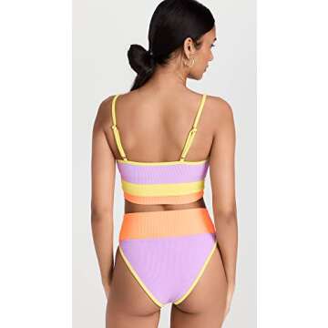 Beach Riot Women's Eva Bikini Top, Sundazed Color Block, Purple, S