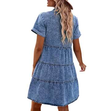 GRAPENT Womens Dresses Casual Summer Blue Dress Women Formal Dress for Women Elegant Casual Beach Dresses Womens Dresses with Sleeves Color Reef Blue Size Small Size 4 Size 6