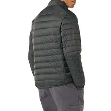 Amazon Essentials Men's Packable Lightweight Water-Resistant Puffer Jacket (Available in Big & Tall), Dark Grey, Medium