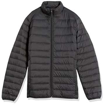 Amazon Essentials Men's Packable Lightweight Water-Resistant Puffer Jacket (Available in Big & Tall), Dark Grey, Medium