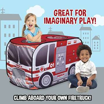 Pop Up Fire Truck – Indoor Playhouse for Kids | Red Engine Toy Gift for Boys and Girls – Sunny Days Entertainment, Multi