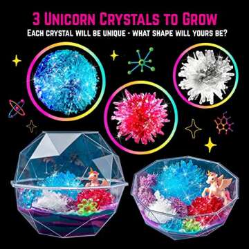 Original Stationery 18-Pieces Unicorn Crystal Growing Kit for Kids 7 and Up, Easy-to-Follow Manual, Grow 3 Crystals and Make a Magical Scene with Unicorns