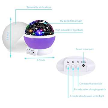 Girls Toys Age 3-10, Purple Star Projector Night Light for Kids Room - Toys for 2-12 Year Old Girls Boys Christmas Birthday Gifts Ages 4 5 6 7 8 9