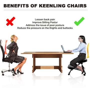 FBA Express, Ergonomic Kneeling Chair, Adjustable Stool for Home and Office - Improve Your Posture with an Angled Seat - Thick Comfortable Cushions, Black