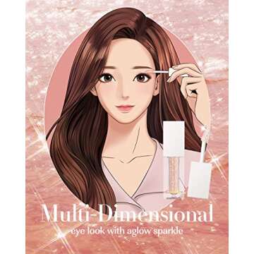 AMTS Webtoon True Beauty - 01 Some Love | Liquid Pink Gold Chunky Glitter Eyeshadow | Highlighter, K-Drama Korean Makeup, Highly Pigmented, Long Lasting Shimmer