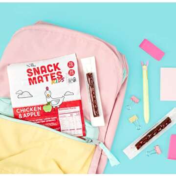 The New Primal Snack Mates Chicken & Apple Sticks, Gluten Free Healthy Snacks for Kids, Low Sugar High Protein Back to School Snacks, Mini Paleo Jerky Meat Stick, 7g Protein, 60 Calories, 40 Pack