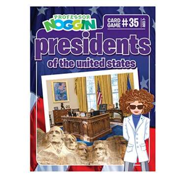 Outset Media Professor Noggin's Presidents of The United States Trivia Card Game - an Educational Based Card Game for Kids - Trivia, True or False, and Multiple Choice - Ages 7+ - Contains 30 Cards