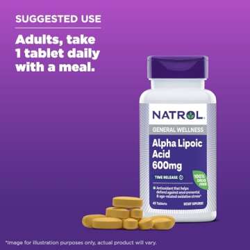 Natrol Alpha Lipoic Acid 600 mg, Dietary Supplement for General Wellness, 45 Tablets, 45 Day Supply