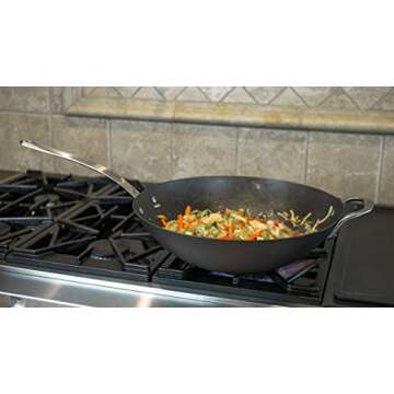 ICON Carbon Steel Dishwasher Safe Oven Safe Induction Safe Cookware (14- Inch Wok)