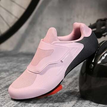 Unisex Cycling Shoes Compatible with Peloton Shoes Indoor Road Bike Riding Shoes for Men and Women Pre-Installed with Delta Cleats Clip Outdoor Pedal Pink