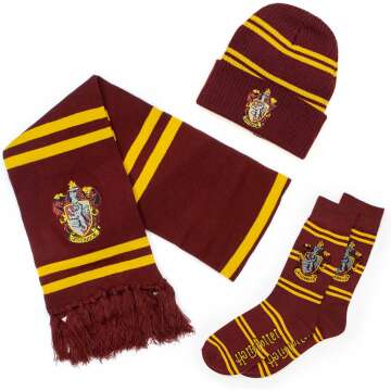 Culture Fly Harry Potter Scarf Beanie Socks Premium Knit 3pc Winter Bundle Gift Set
