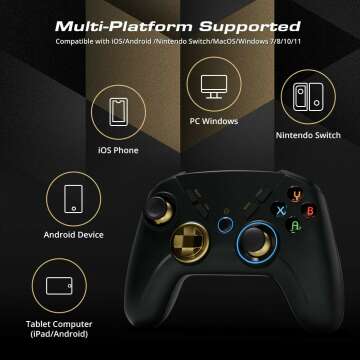 PC Wireless Controller, Bluetooth Gaming Controllers for Windows, Steam, Laptop, Mac, Tablet, iPad, Switch, and Smart TV